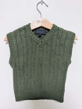 Gioberti Cable Knit Sweater Vest Size 3T Green Cotton